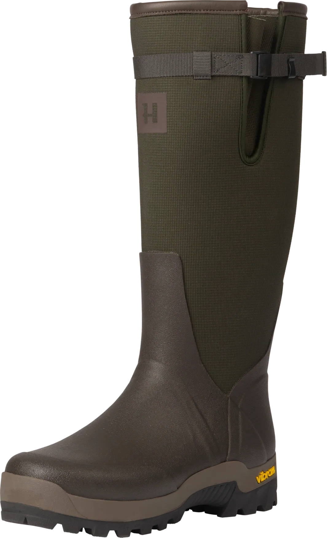 HARKILA Forester Textile & Rubber Wellington Boots - Willow Green / Deep Brown
