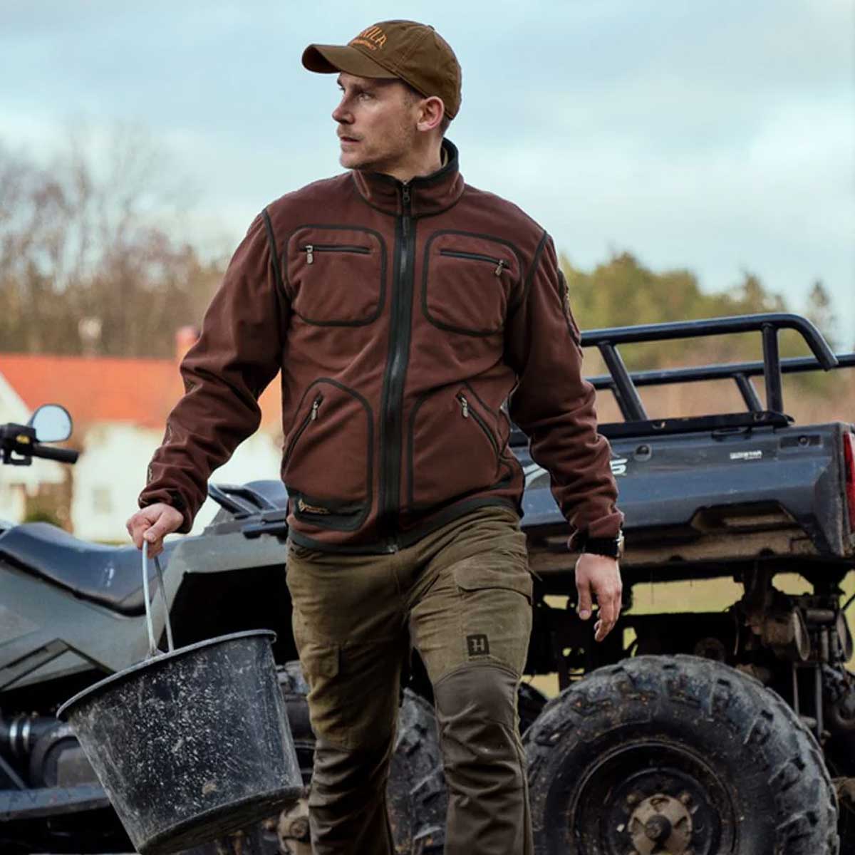 HARKILA Kamko Fleece - Mens Reversible Windstopper - Green/Bordeaux