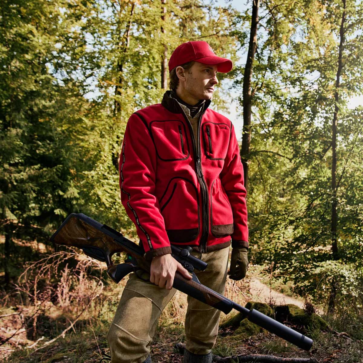 HARKILA Kamko Regal Fleece Jacket - Mens Reversible Windstopper - Red / Brown