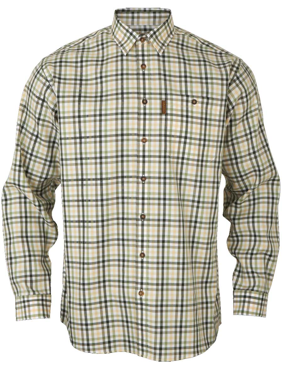 HARKILA Milford Shirt - Mens Fine Twill Cotton - Beech Green Check