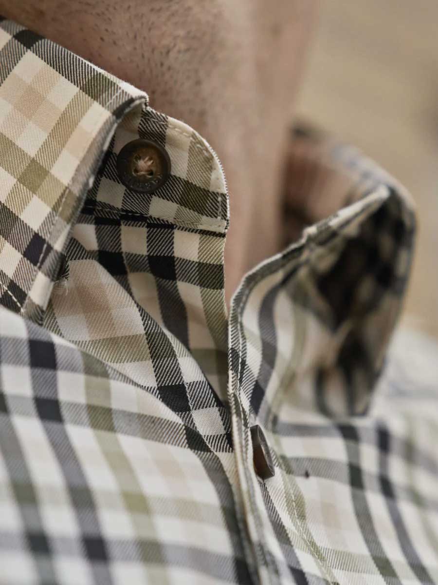 HARKILA Milford Shirt - Mens Fine Twill Cotton - Rosin / Deep Well