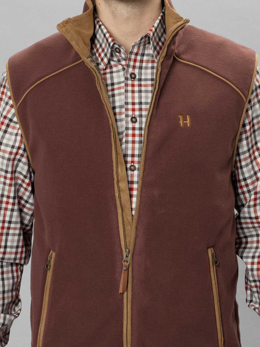 HARKILA Sandhem Fleece Gilet - Mens Polartec - Burgundy