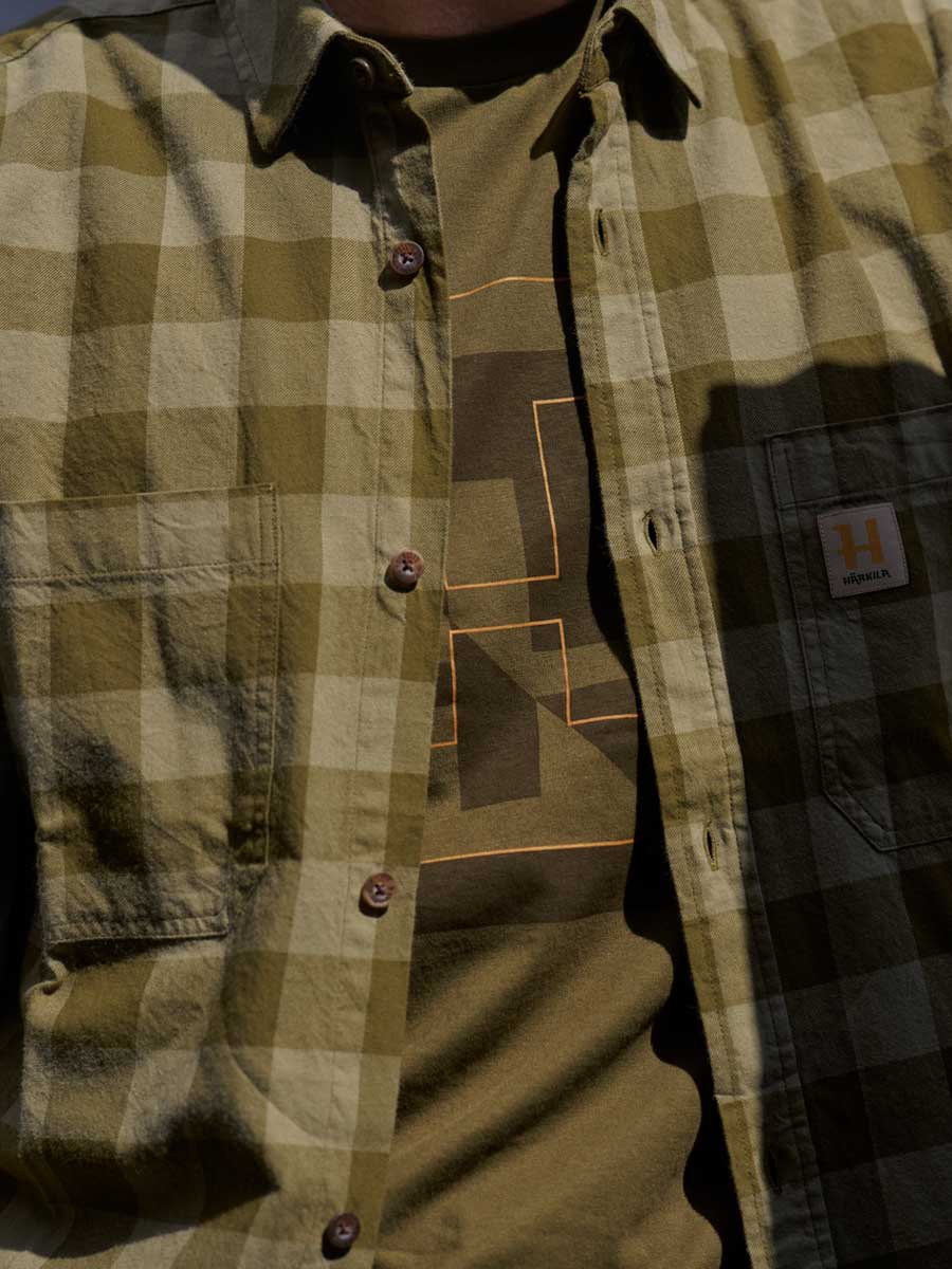 HARKILA Scandinavian Long Sleeve Shirt - Mens - Dark Olive Check