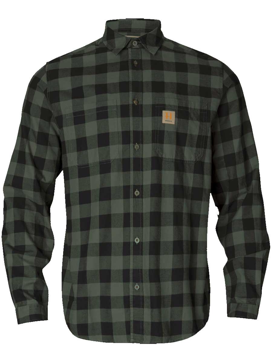 HARKILA Scandinavian Long Sleeve Shirt - Mens - Green Check
