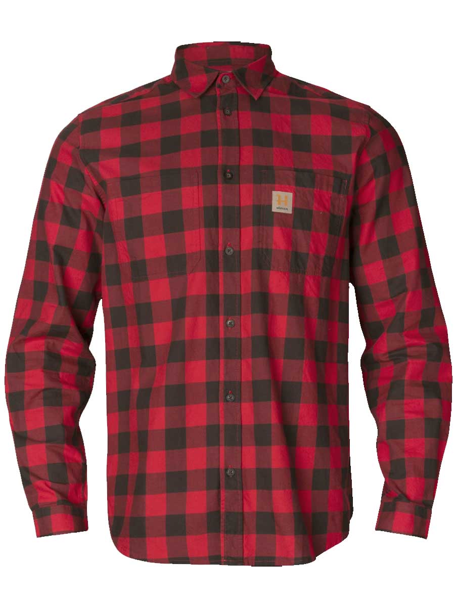 HARKILA Scandinavian Long Sleeve Shirt - Mens - Red Check