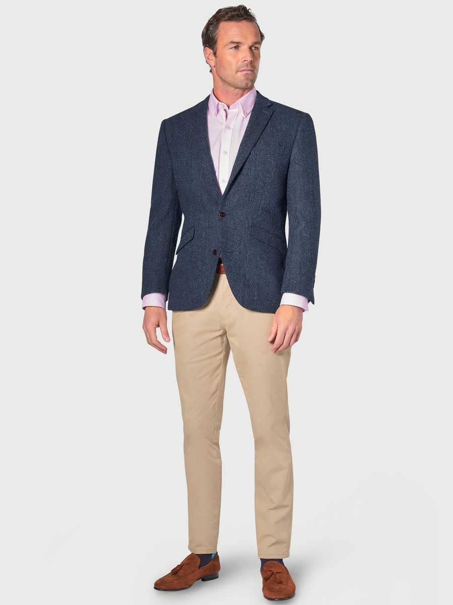 HARRIS TWEED Jacket - Mens Stranrear - Navy Herringbone