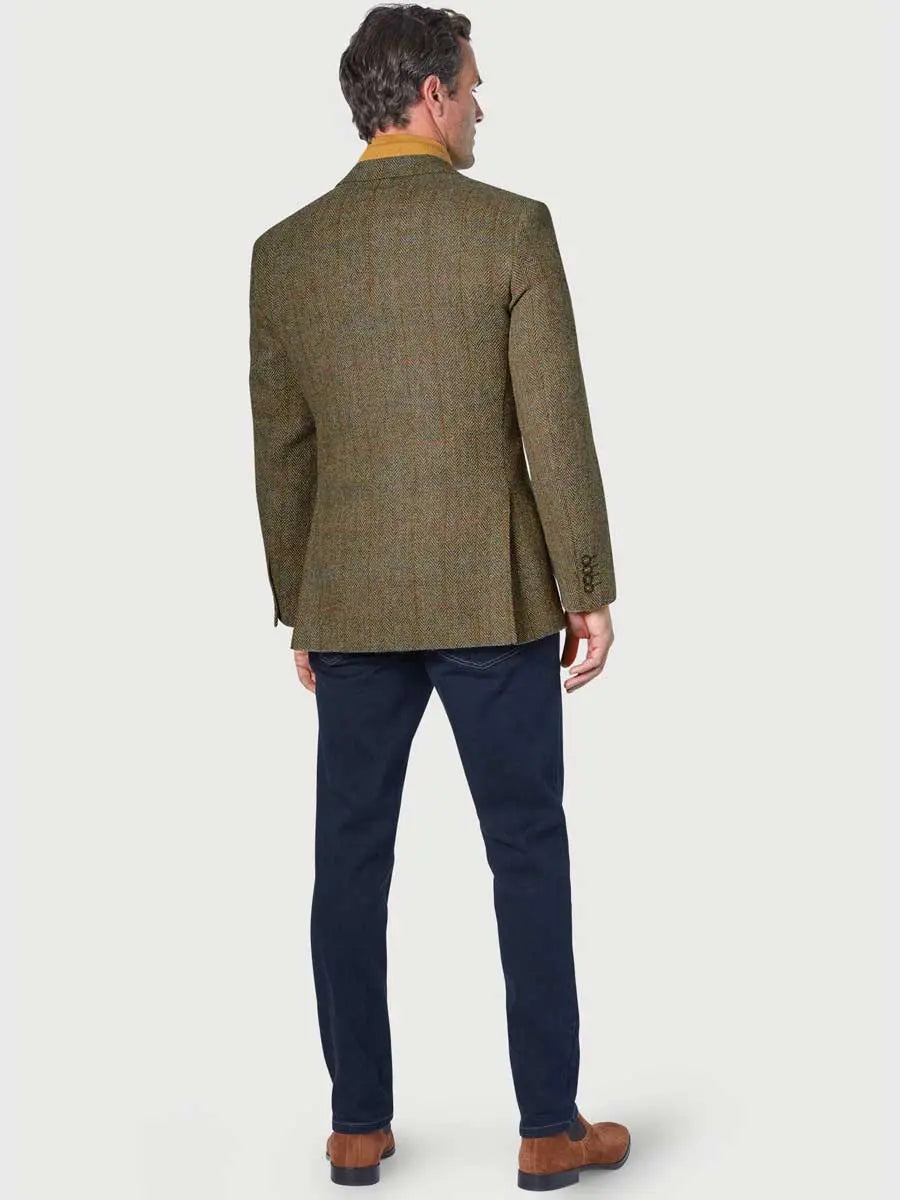 HARRIS TWEED Jacket - Mens Stromay - Olive Green with Check