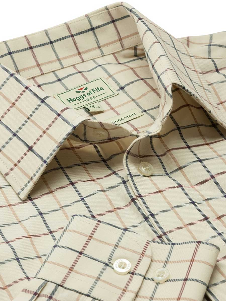 HOGGS OF FIFE Ambassador Premier Tattersall Shirt - Mens - Ivory & Navy Hoggs of Fife