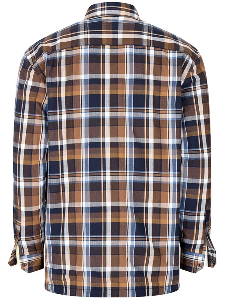 HOGGS OF FIFE Arran Microfleece Lined Cotton Shirt - Mens - Navy / Brown Check Hoggs of Fife