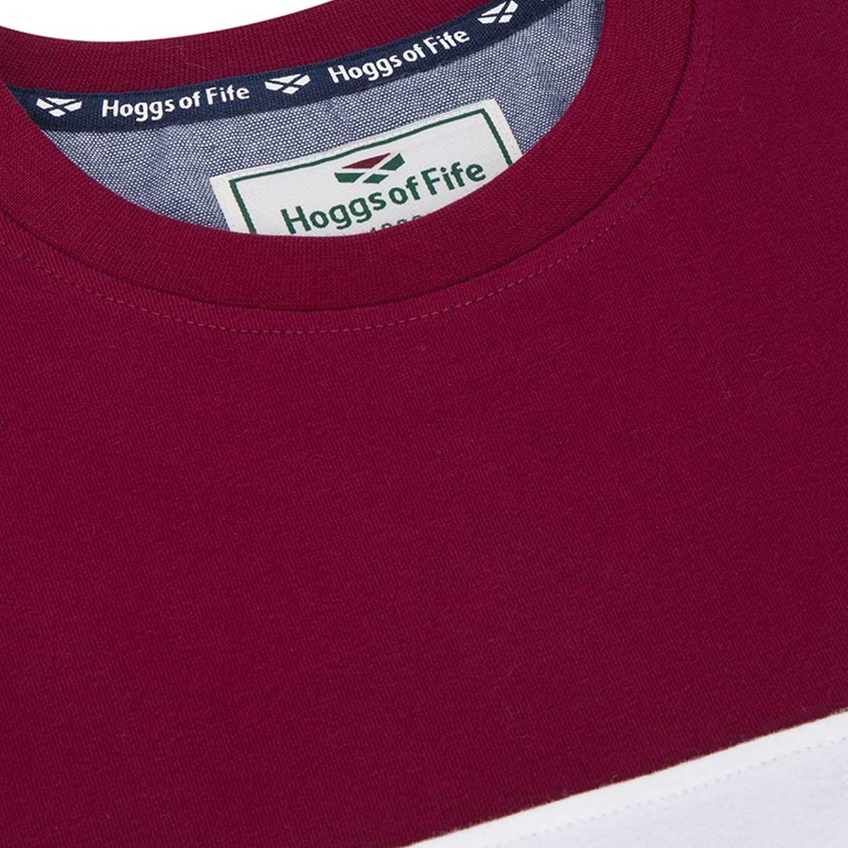HOGGS OF FIFE Dalbeattie Colour Block T-Shirt - Men's - Burgundy, Navy & White