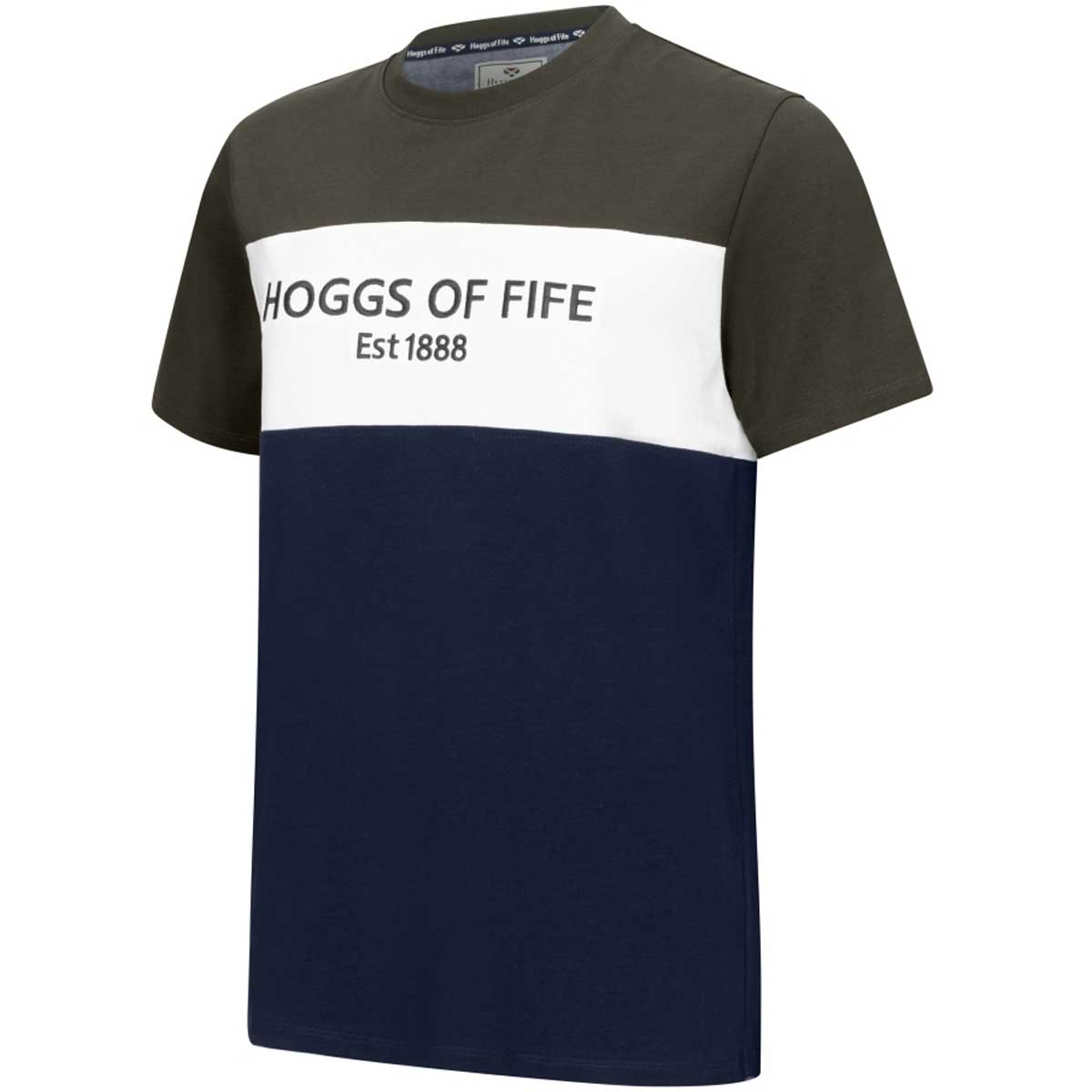 HOGGS OF FIFE Dalbeattie Colour Block T-Shirt - Men's - Forest, Navy & White