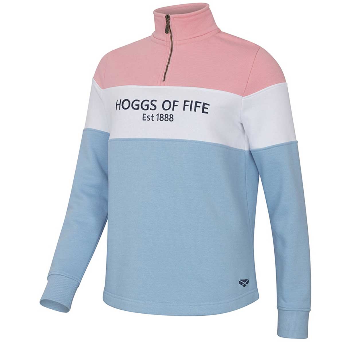 HOGGS OF FIFE Dumfries 1888 1/4 Zip Sweatshirt - Women's - Pink, White & Blue