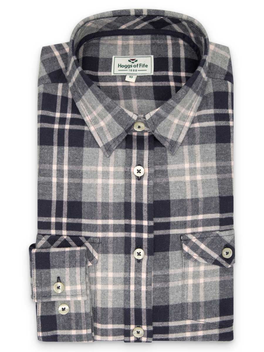 HOGGS OF FIFE Eilidh Flannel Shirt - Women's - Marled Navy