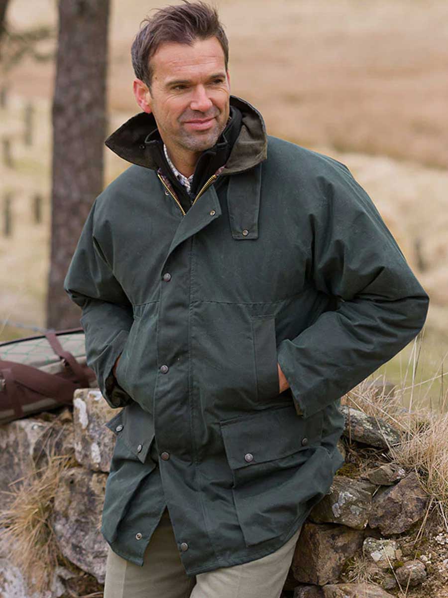 HOGGS OF FIFE Padded Wax Jacket - Men's - Olive Hoggs of Fife