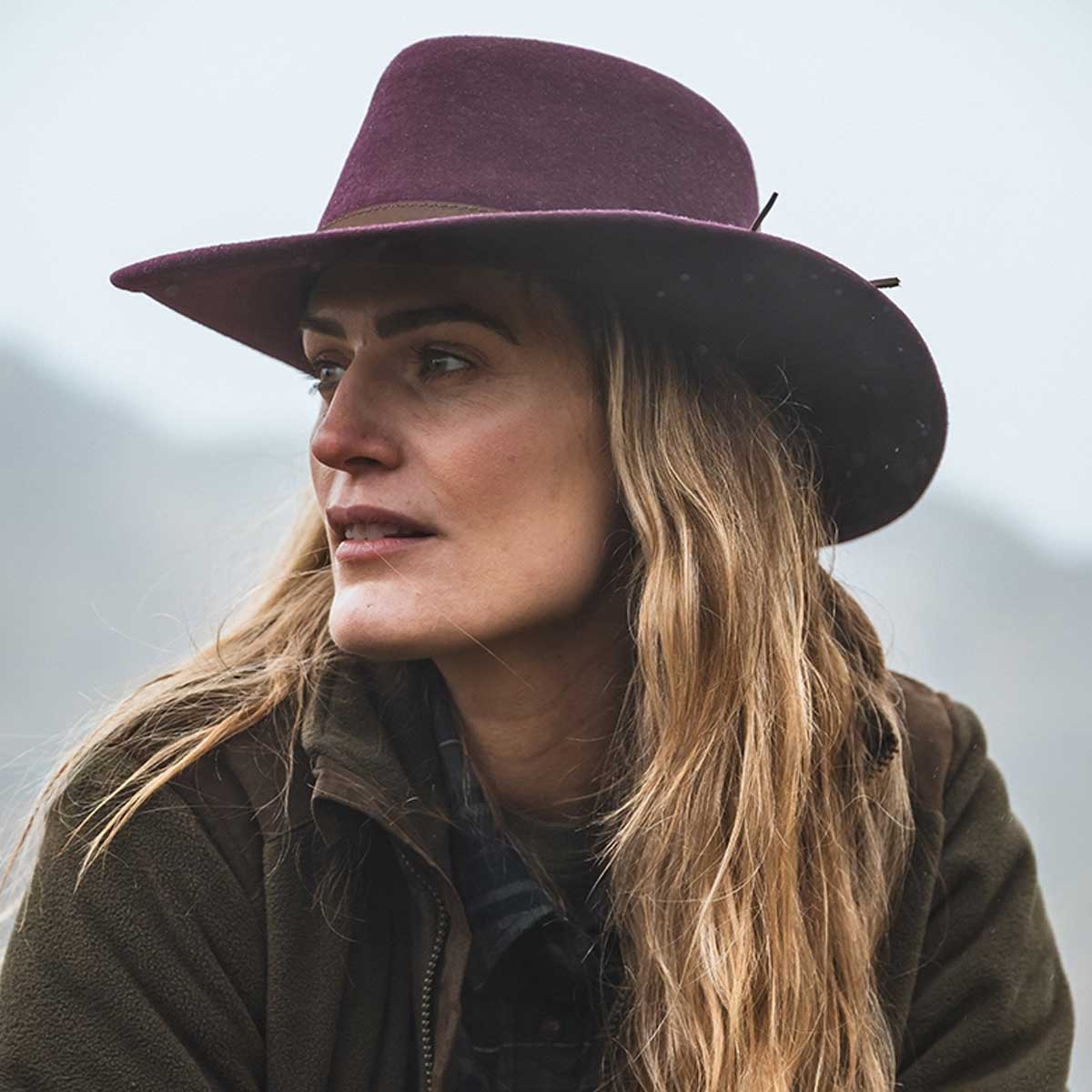 HOGGS OF FIFE Perth Crushable Felt Hat - Merlot