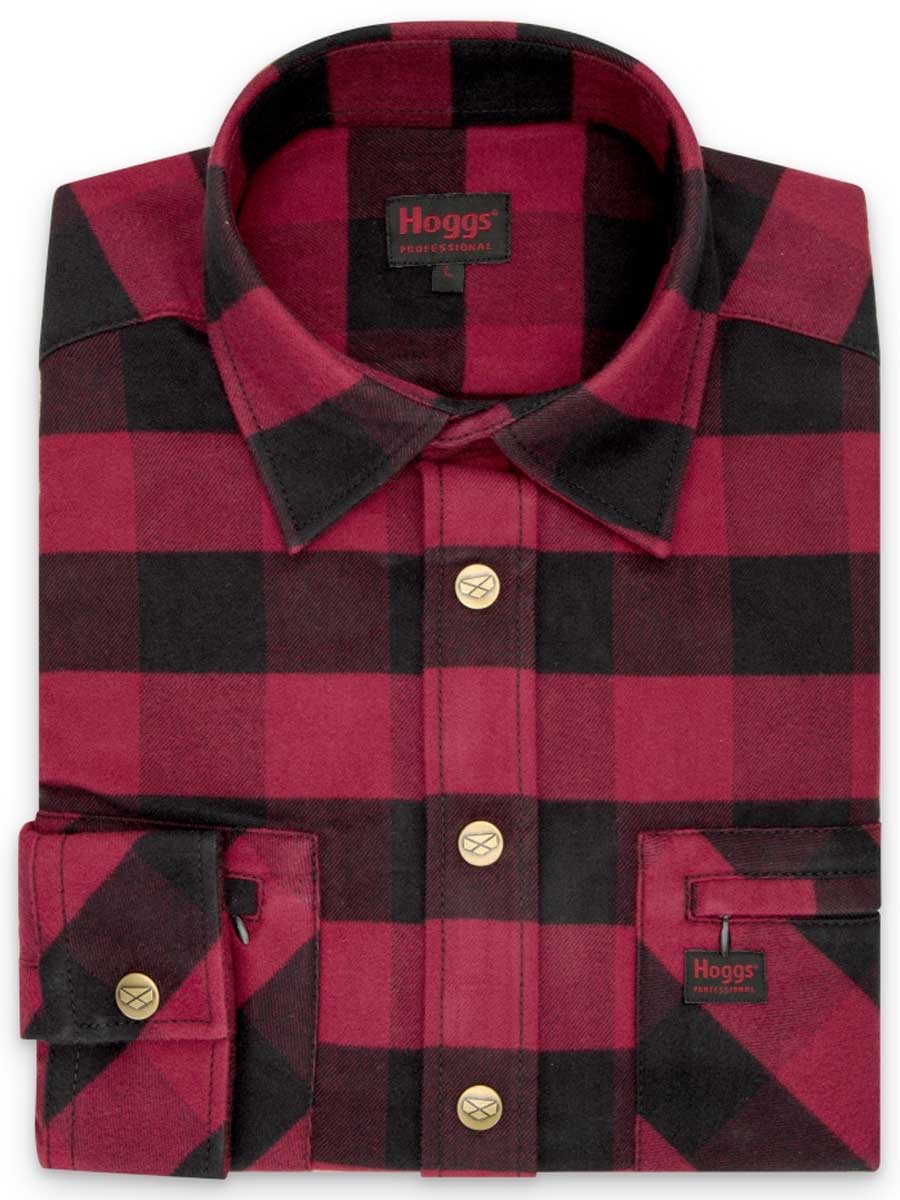 HOGGS OF FIFE Tentsmuir Flannel Shirt - Mens - Red & Black Check