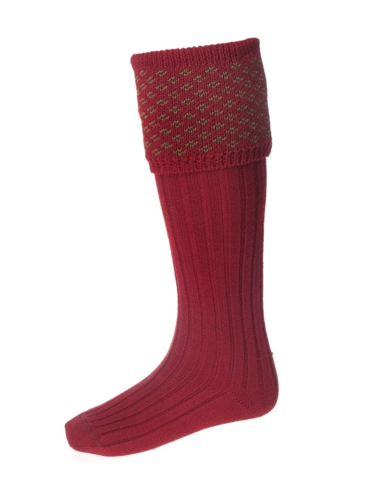 HOUSE OF CHEVIOT Boughton Shooting Socks - Mens - Brick Red House Of Cheviot