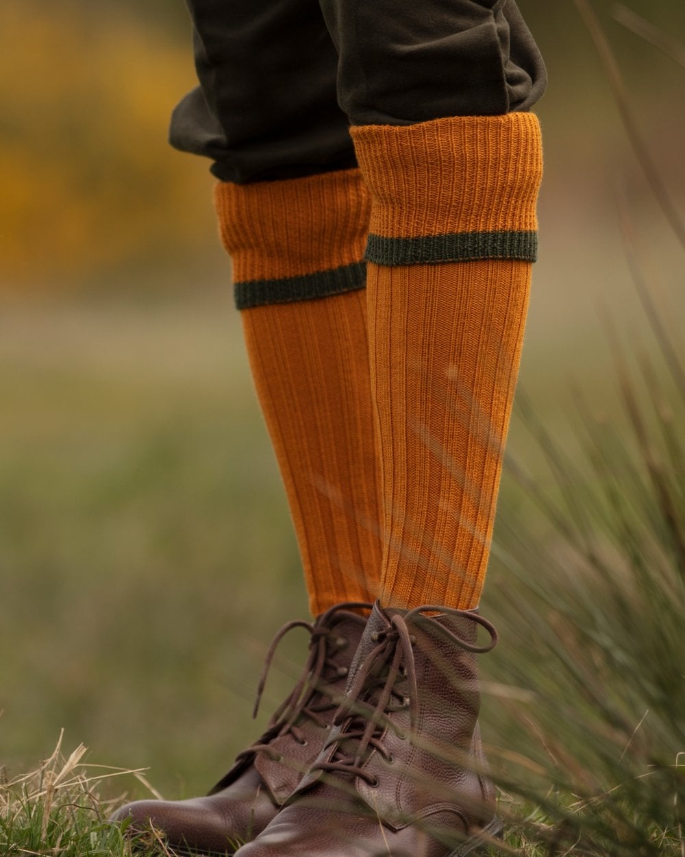 HOUSE OF CHEVIOT Estate Shooting Socks - Mens - Ochre House Of Cheviot