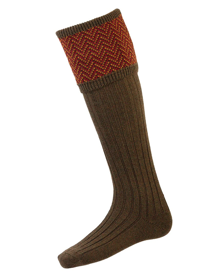 HOUSE OF CHEVIOT Herringbone Shooting Socks - Mens - Bracken House Of Cheviot