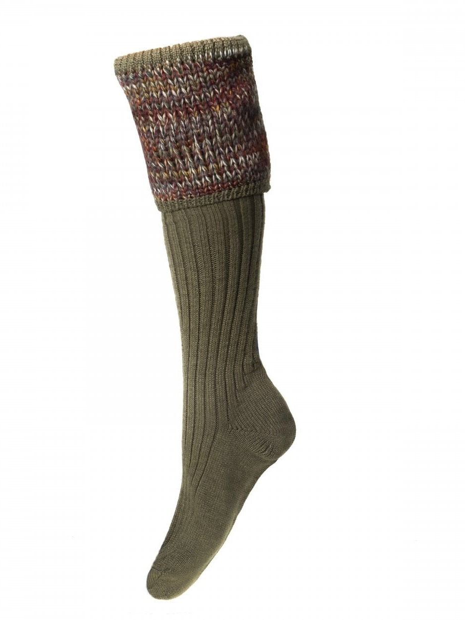 HOUSE OF CHEVIOT Lady Katrine Shooting Socks - Womens - Dark Olive House Of Cheviot