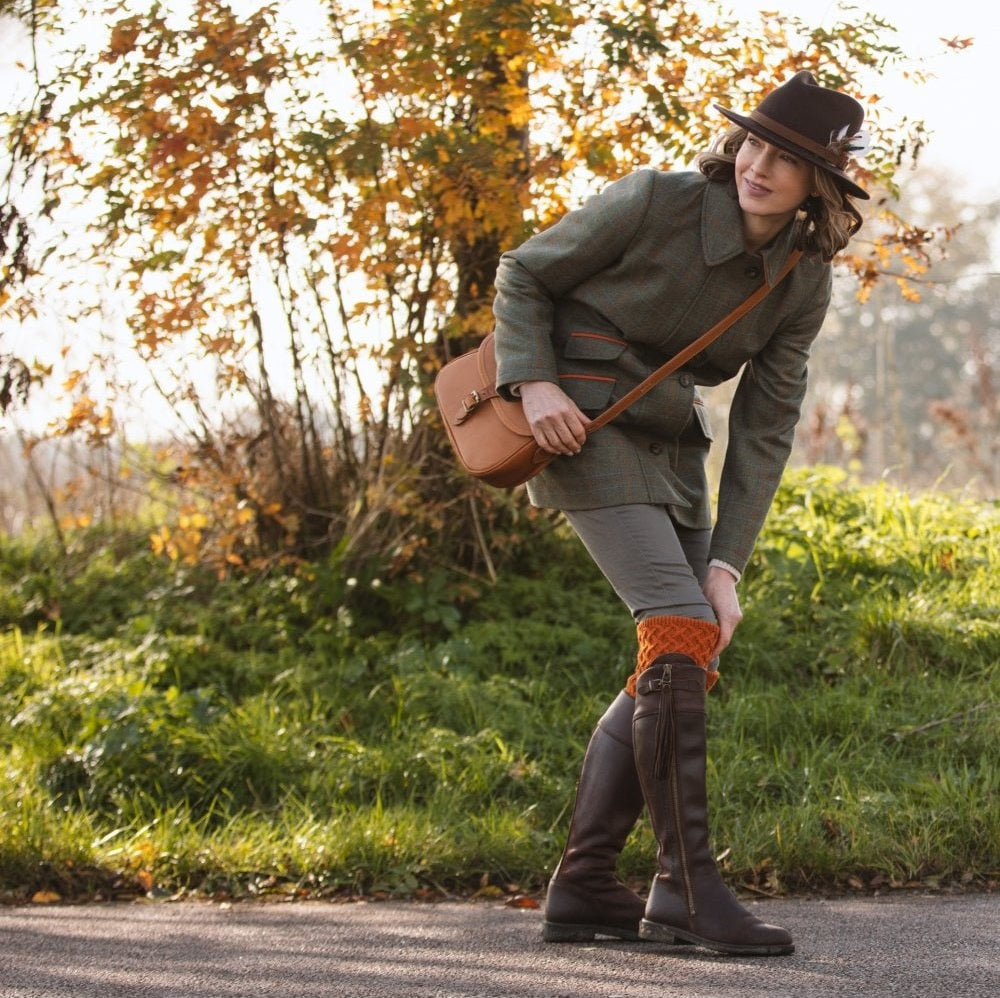 HOUSE OF CHEVIOT Lady Rannoch Shooting Socks - Womens - Burnt Orange House Of Cheviot