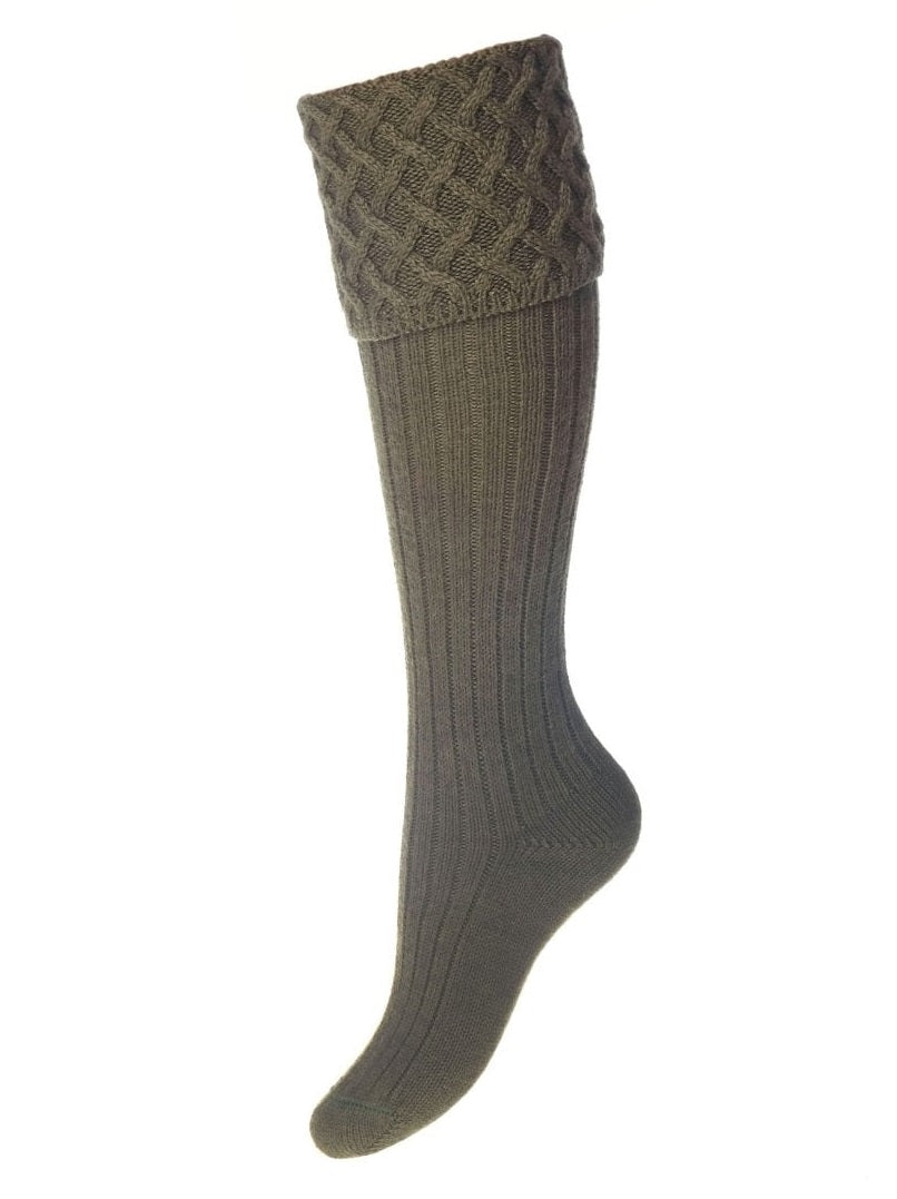 HOUSE OF CHEVIOT Lady Rannoch Shooting Socks - Womens - Dark Olive House Of Cheviot