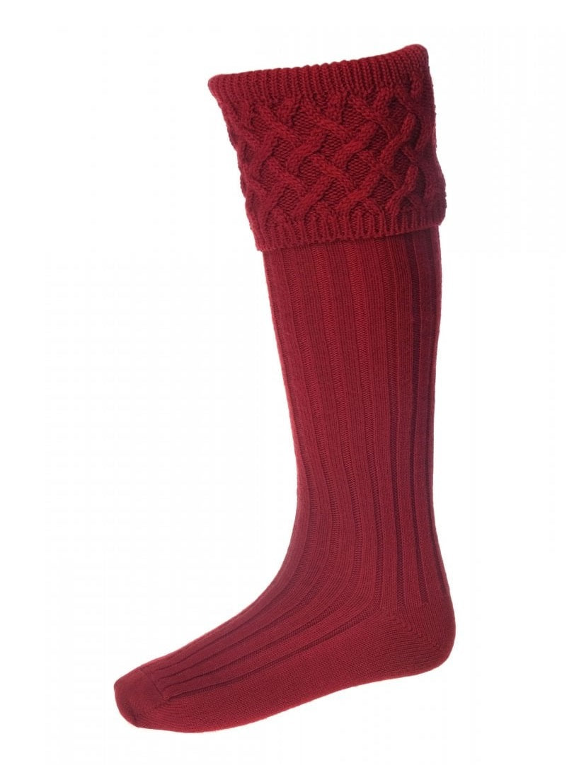HOUSE OF CHEVIOT Rannoch Shooting Socks - Mens - Brick Red House Of Cheviot