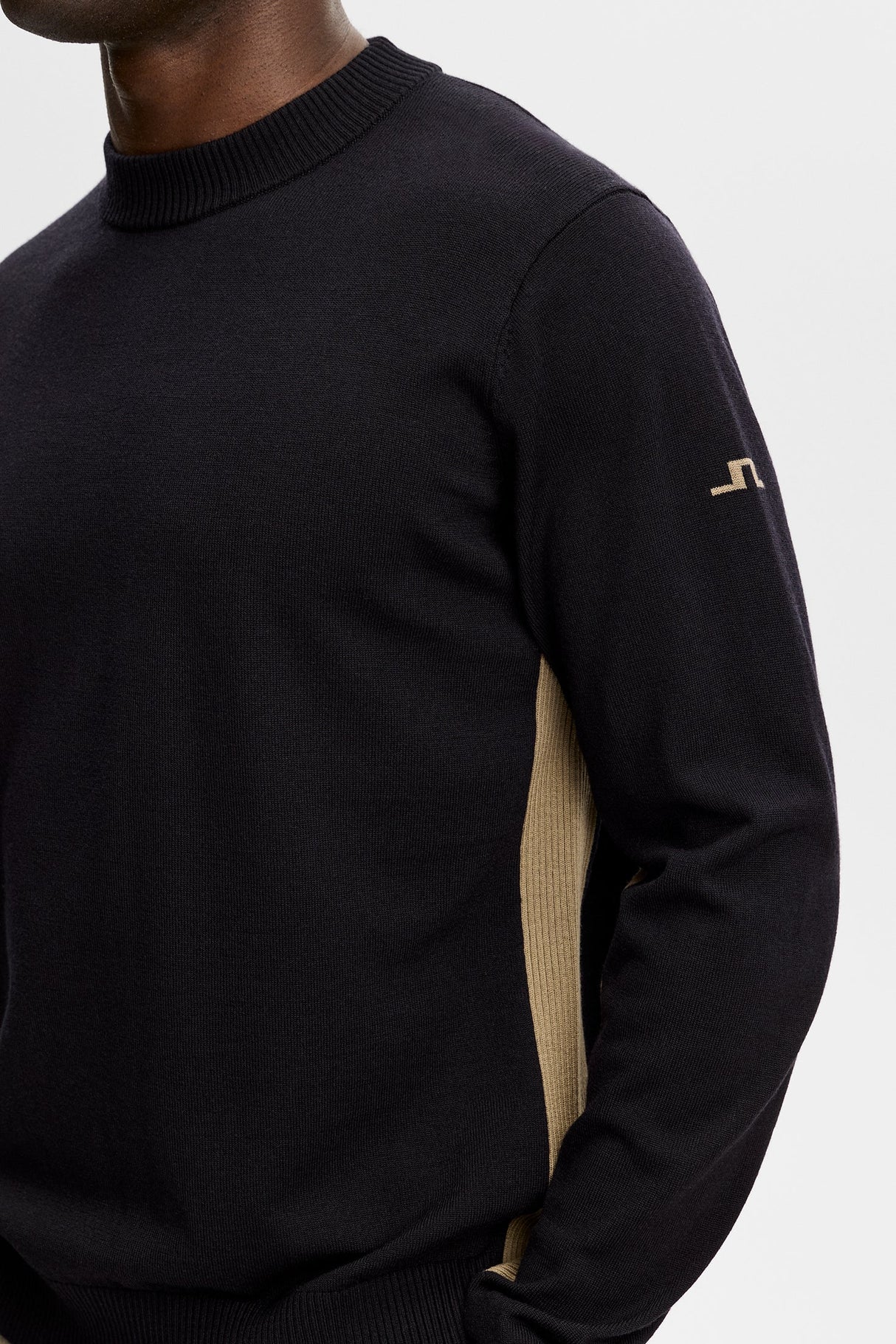 J.LINDEBERG Chester Side Stripe Knit Crew Neck Sweater – Men's – Black