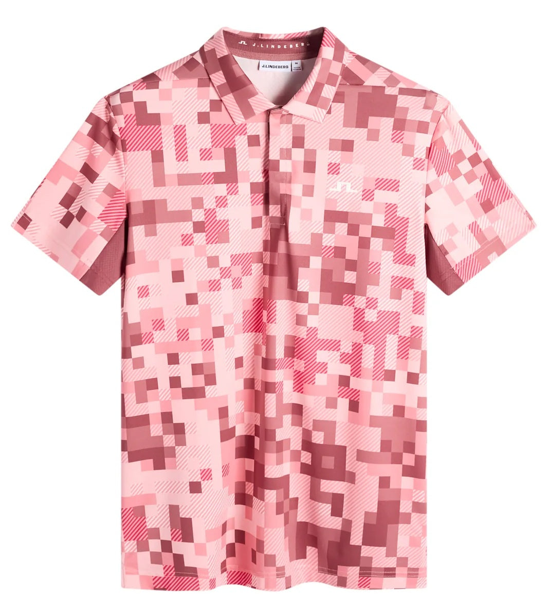 J.LINDEBERG Dario Tour Print Golf Polo Shirt – Men's – Limited Edition - Tour 26 Pink