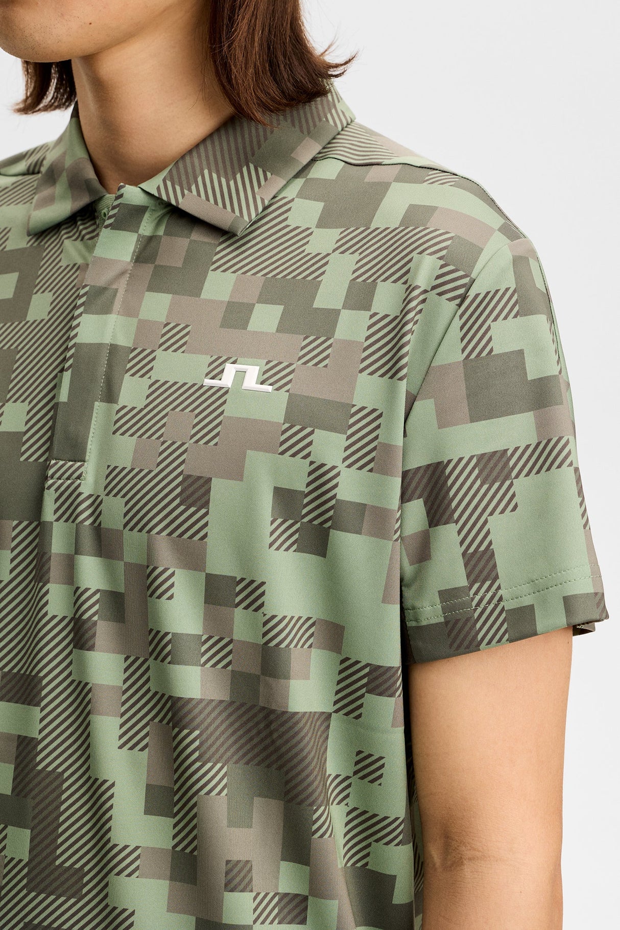 J.LINDEBERG Dario Tour Print Golf Polo Shirt – Men's – Limited Edition - Tour 26 Tonal Green