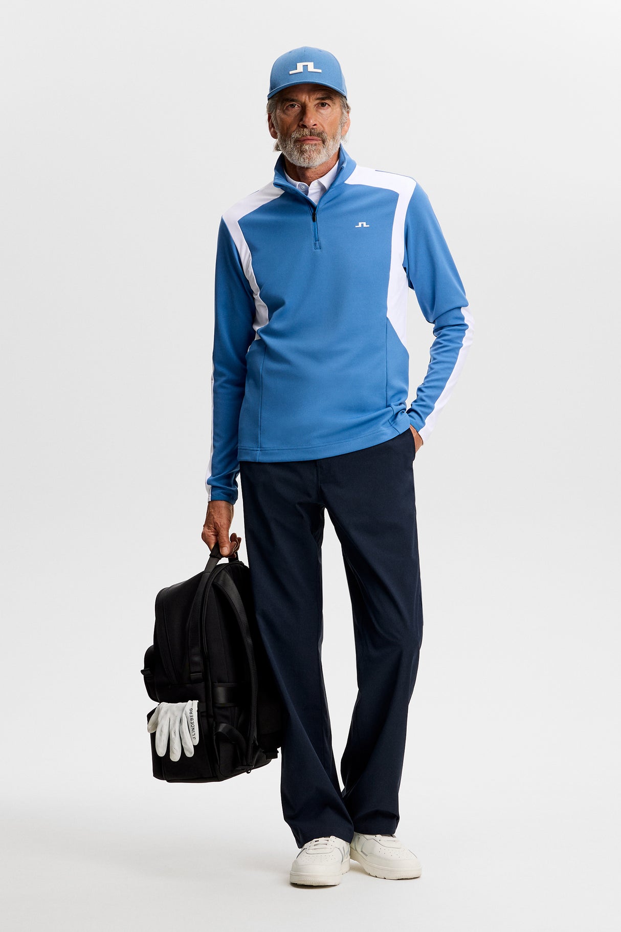 J.LINDEBERG Lukas Quarter Zip Mid Layer – Men’s – Federal Blue