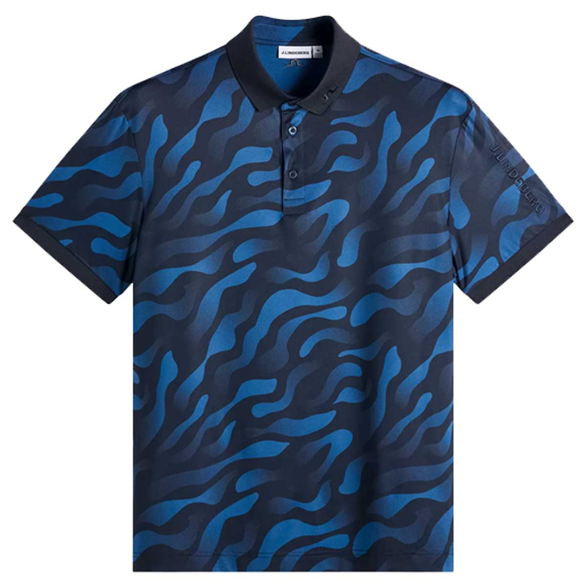 J.LINDEBERG Tour Tech Print Golf Polo Shirt – Men’s – Bunker Fade Navy
