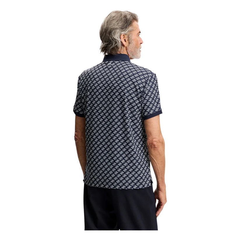J.LINDEBERG Tour Tech Print Golf Polo Shirt – Men’s – Cardi Jacquard S - JL Navy