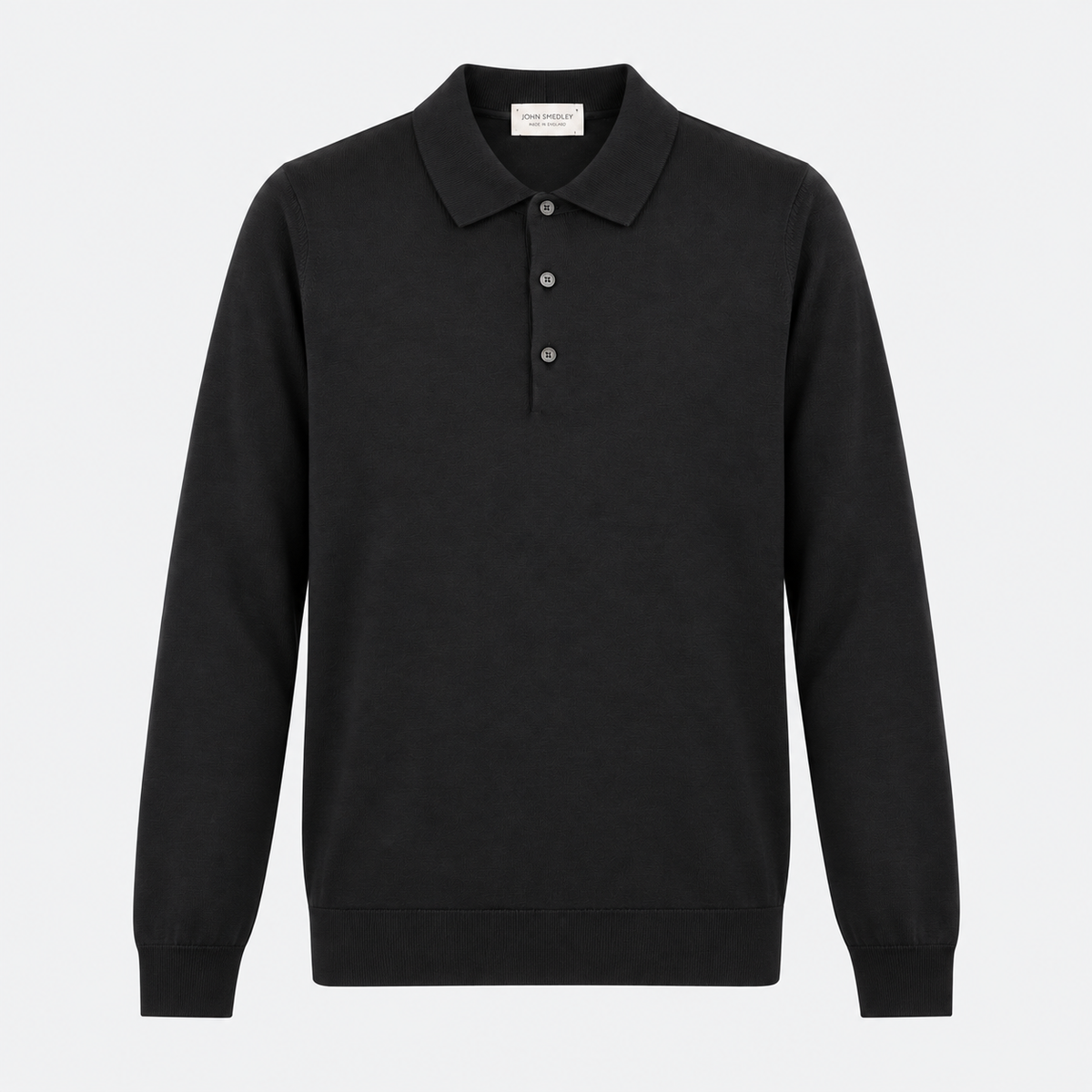 John Smedley Bradwell long sleeve polo in Black