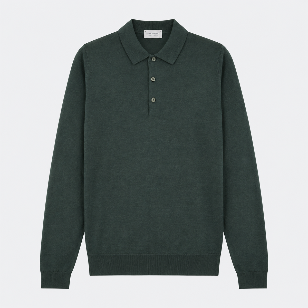 John Smedley Bradwell long sleeve polo in Rainforest