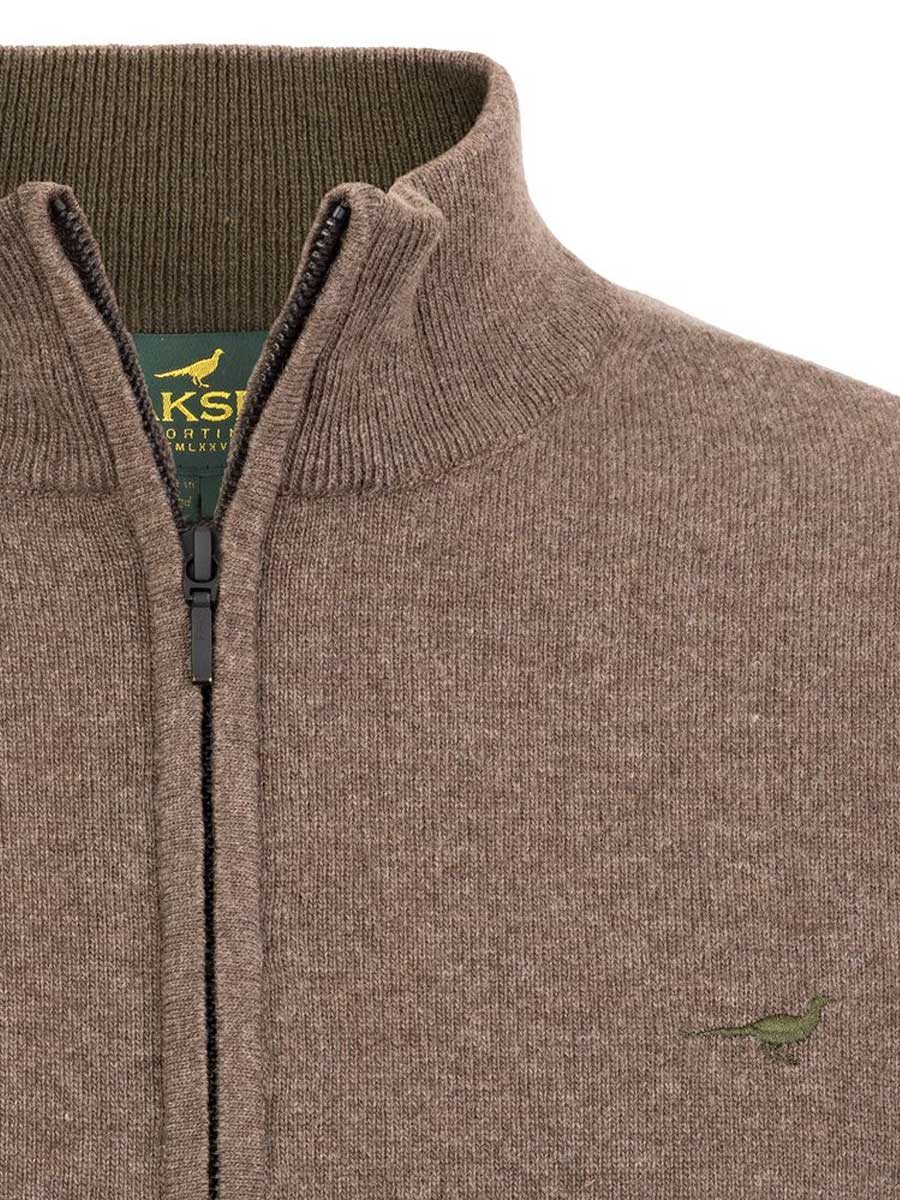 LAKSEN Brompton Zip Neck Lambswool Sweater - Mens - Camel