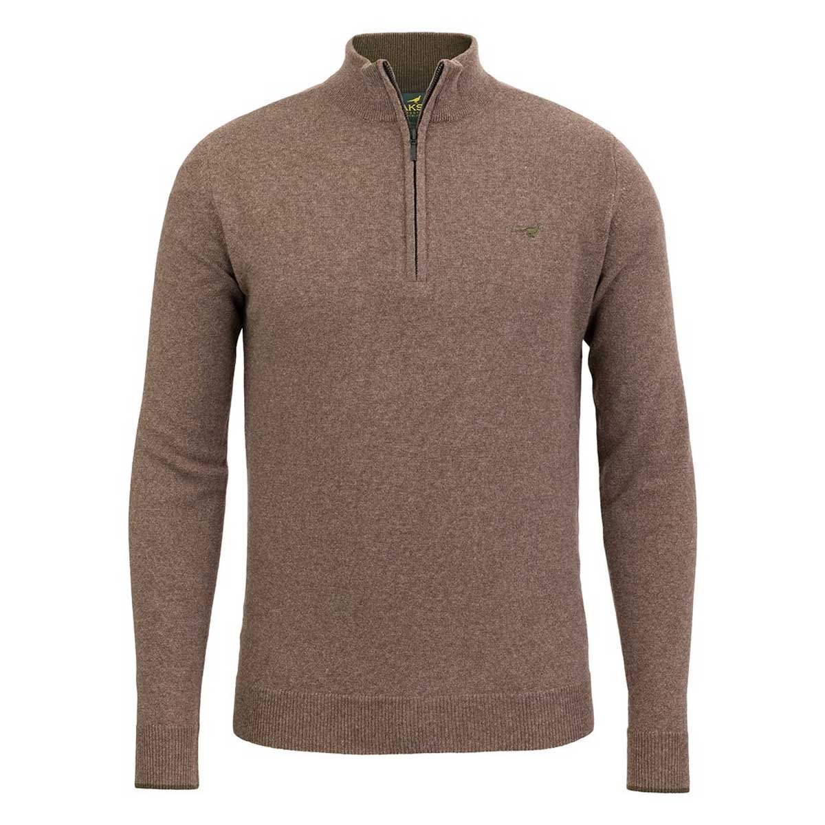 LAKSEN Brompton Zip Neck Lambswool Sweater - Mens - Camel