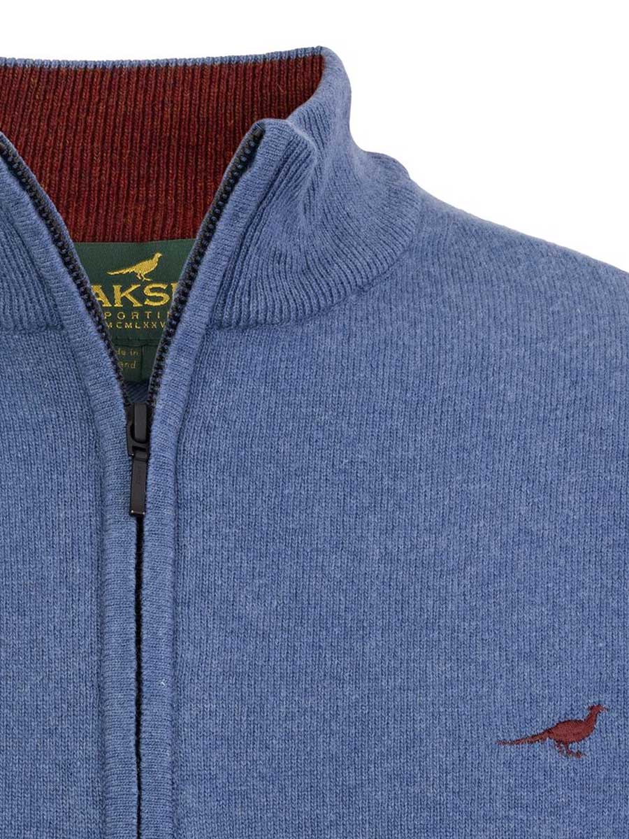 LAKSEN Brompton Zip Neck Lambswool Sweater - Mens - Loch Blue