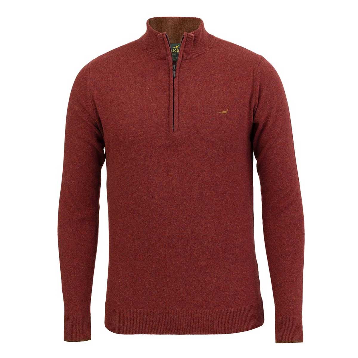 LAKSEN Brompton Zip Neck Lambswool Sweater - Mens - Rusty