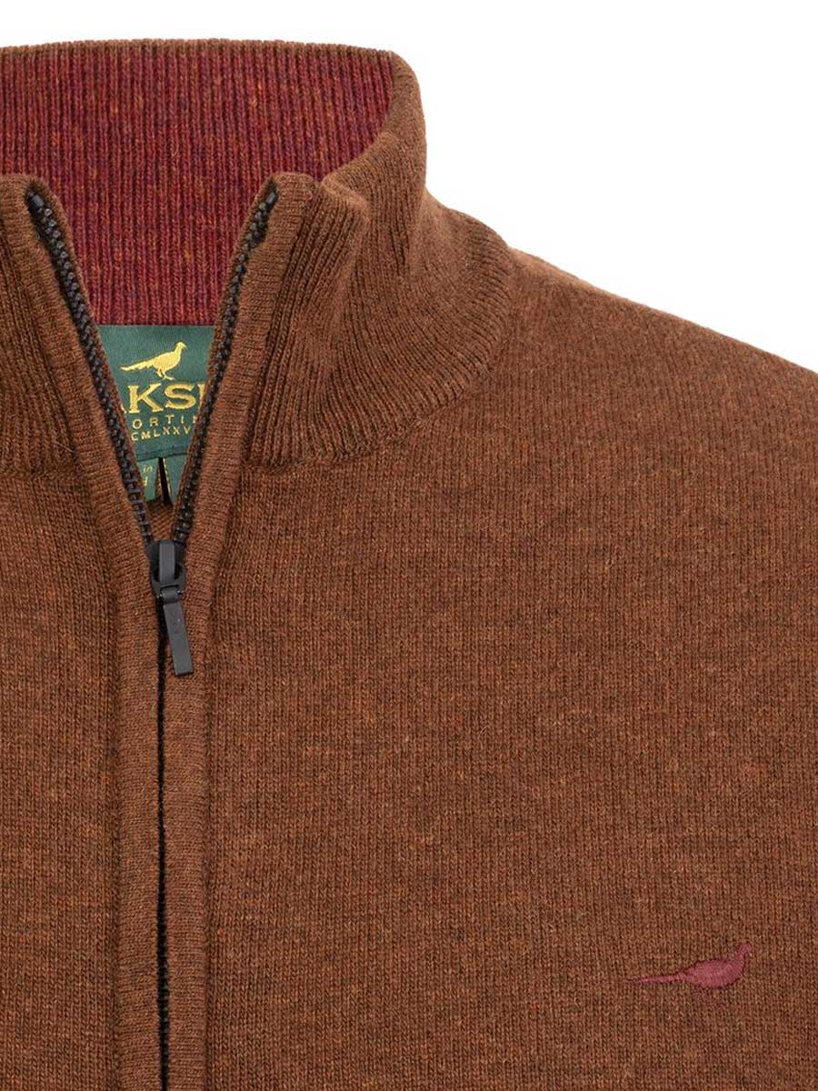 LAKSEN Brompton Zip Neck Lambswool Sweater - Mens - Toffee