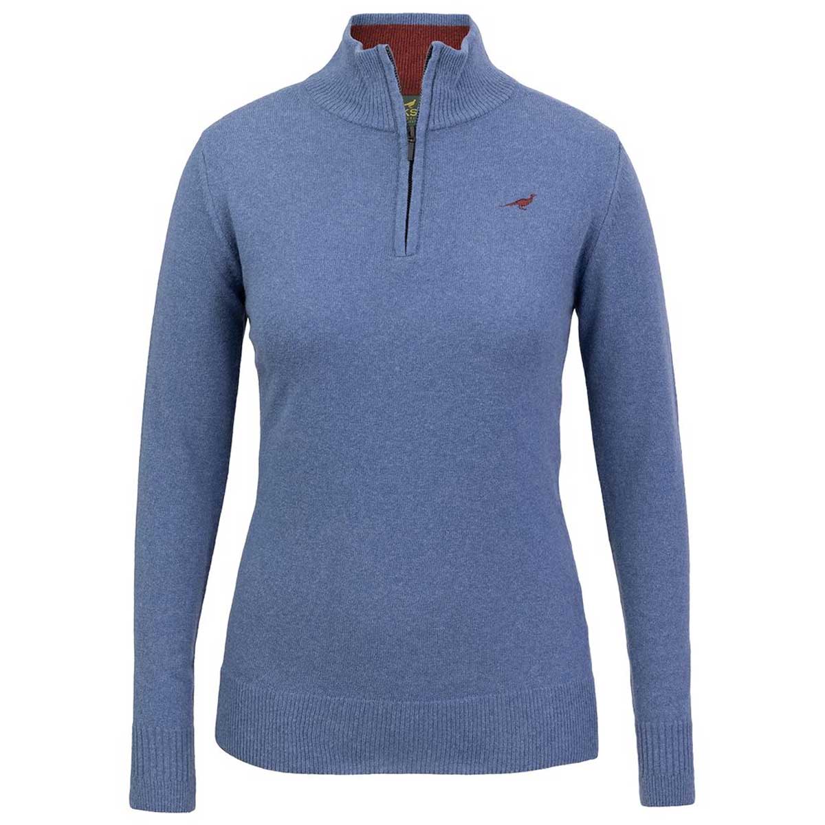 LAKSEN Tyne Zip Neck Lambswool Sweater - Women's - Loch Blue