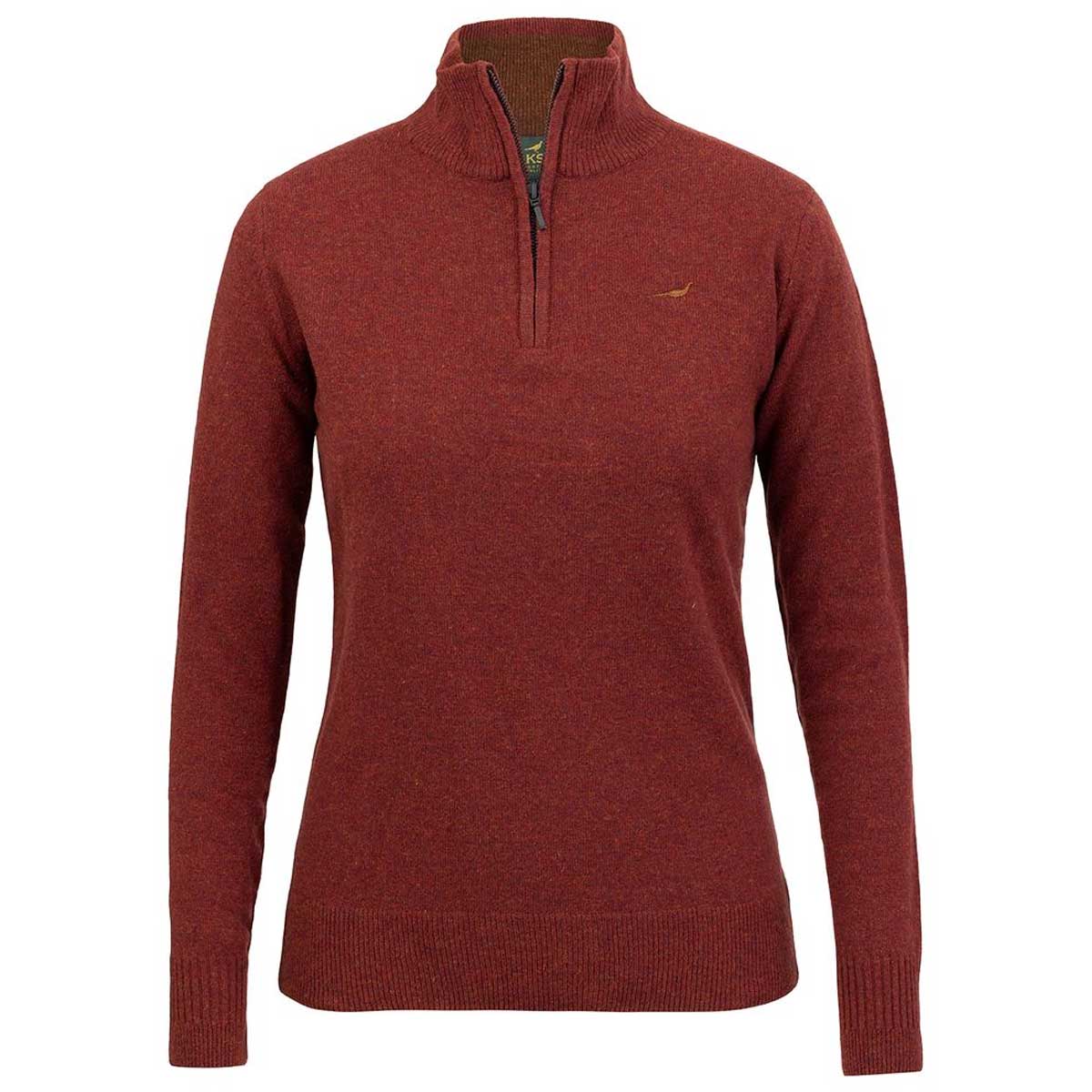 LAKSEN Tyne Zip Neck Lambswool Sweater - Women's - Rusty