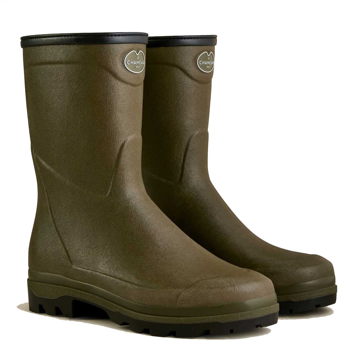 LE CHAMEAU Country Cross Boots - Mens Neoprene Lined Bottillon - Dark Green