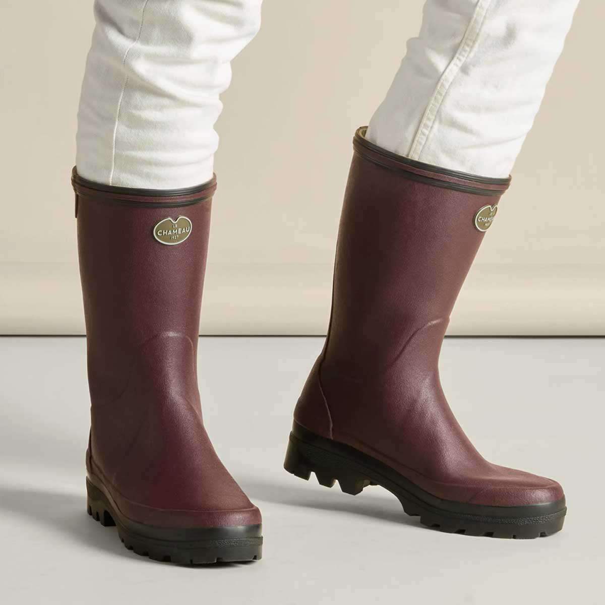 LE CHAMEAU Giverny Boots - Ladies Jersey Lined Bottillon - Cherry Red