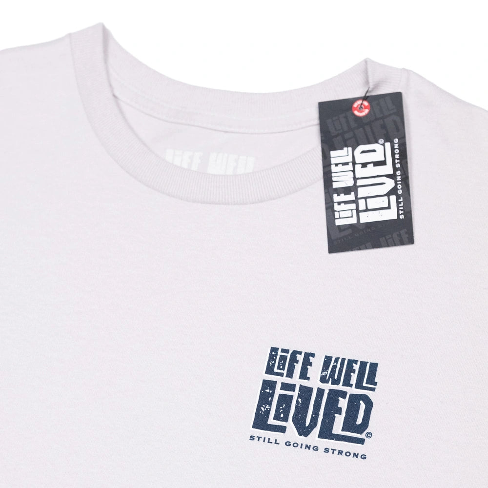 LIFE WELL LIVED Deep Blue Guru T-Shirt - Men's Soft Cotton - Ice Grey