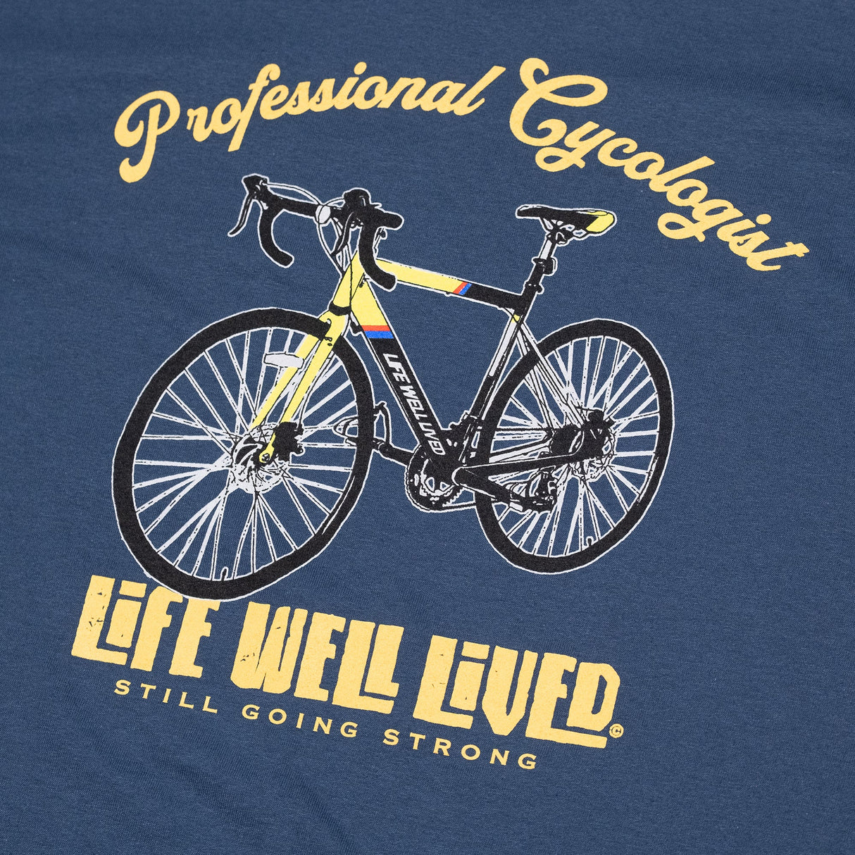 LIFE WELL LIVED Professional Cycologist T-Shirt - Men's Soft Cotton - Blue Dusk