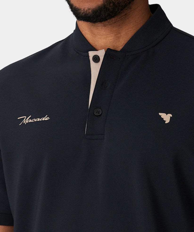 MACADE Men’s Heath Bomber Golf Shirt – Performance Stretch - Black