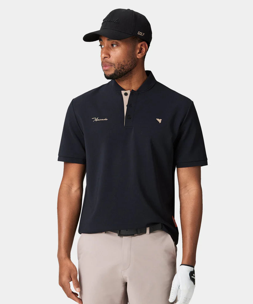 MACADE Men’s Heath Bomber Golf Shirt – Performance Stretch - Black