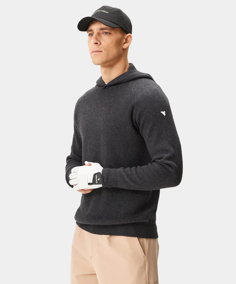 MACADE Men’s Tech Knit Golf Hoodie – Cotton Cashmere Blend – Dark Grey