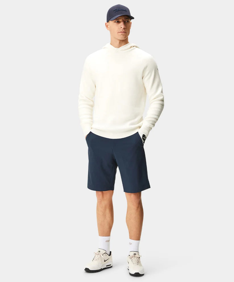 MACADE Men’s Tech Knit Golf Hoodie – Cotton Cashmere Blend – White